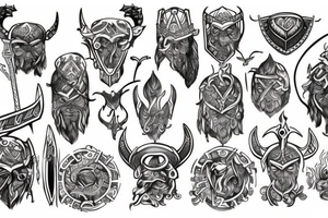 Tattoo on the theme of the Vikings in the Scandinavian style tattoo idea
