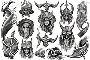 Tattoo on the theme of the Vikings in the Scandinavian style tattoo idea