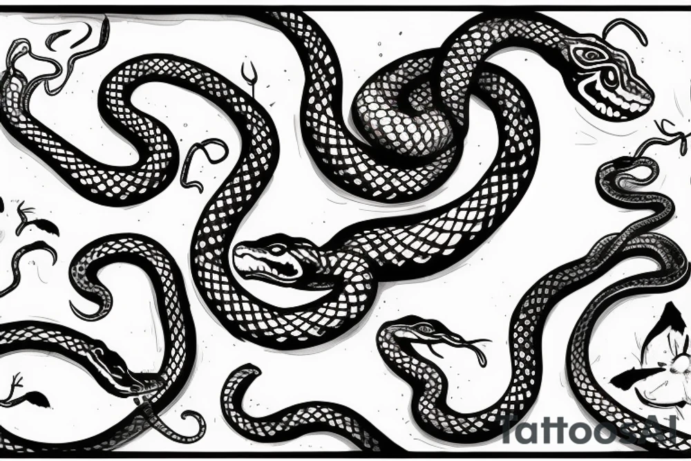 A snake that strangles a white rabbit tattoo idea