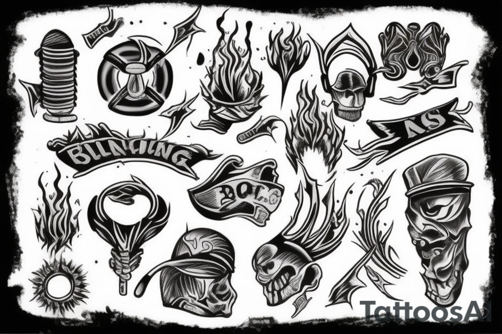 burning match with gear tattoo idea