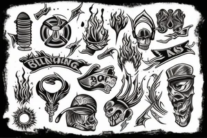 burning match with gear tattoo idea
