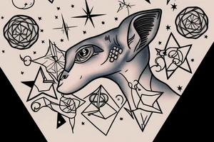 sphinx cat and starry sky tattoo idea