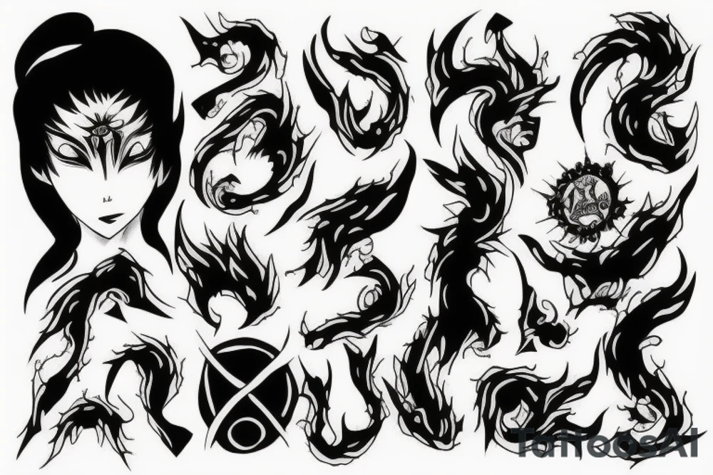 Black spirit power tattoo idea