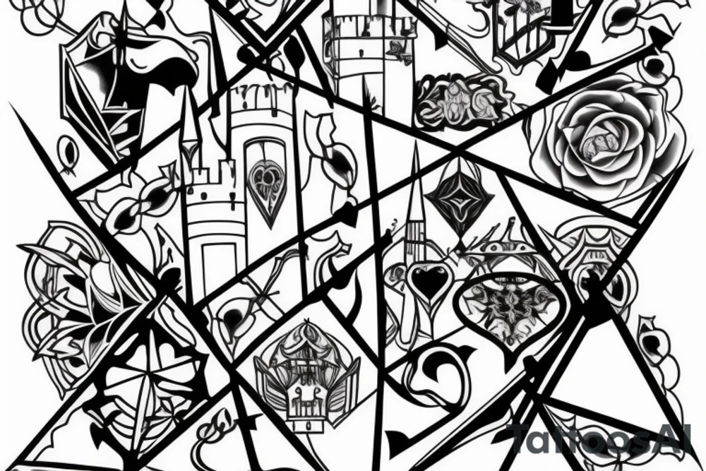 Abstract gothic castle tattoo idea