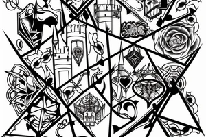 Abstract gothic castle tattoo idea