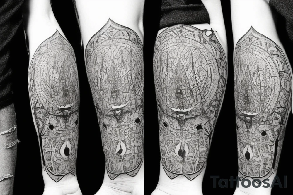 Abstract gothic castle tattoo idea