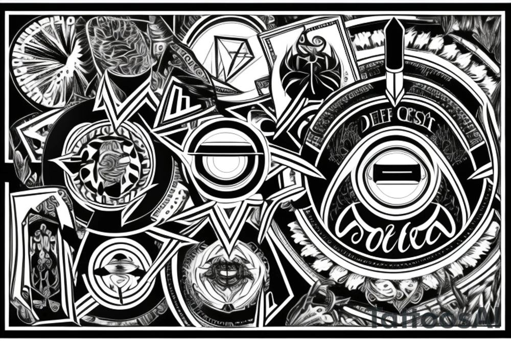 digital crest inside  ring tattoo idea
