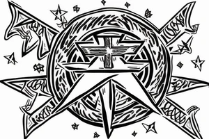 goat head with inverted cross and pentagram tattoo idea