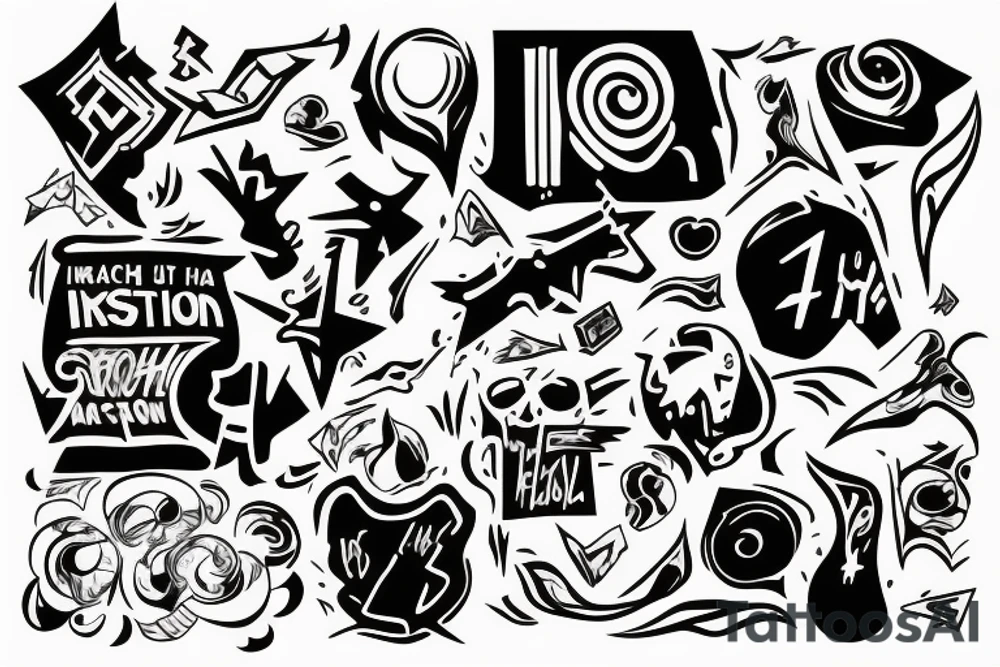 abstraction on the theme of improvisation, scene, reach the goal tattoo idea