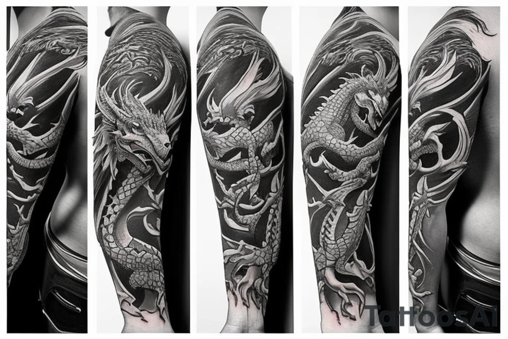 dragon and knight tattoo idea