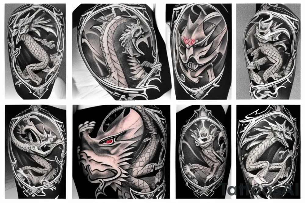 dragon and knight tattoo idea