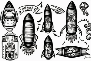 Taking off rocket tattoo idea