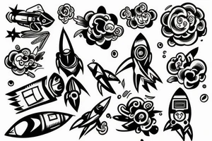 Taking off rocket tattoo idea