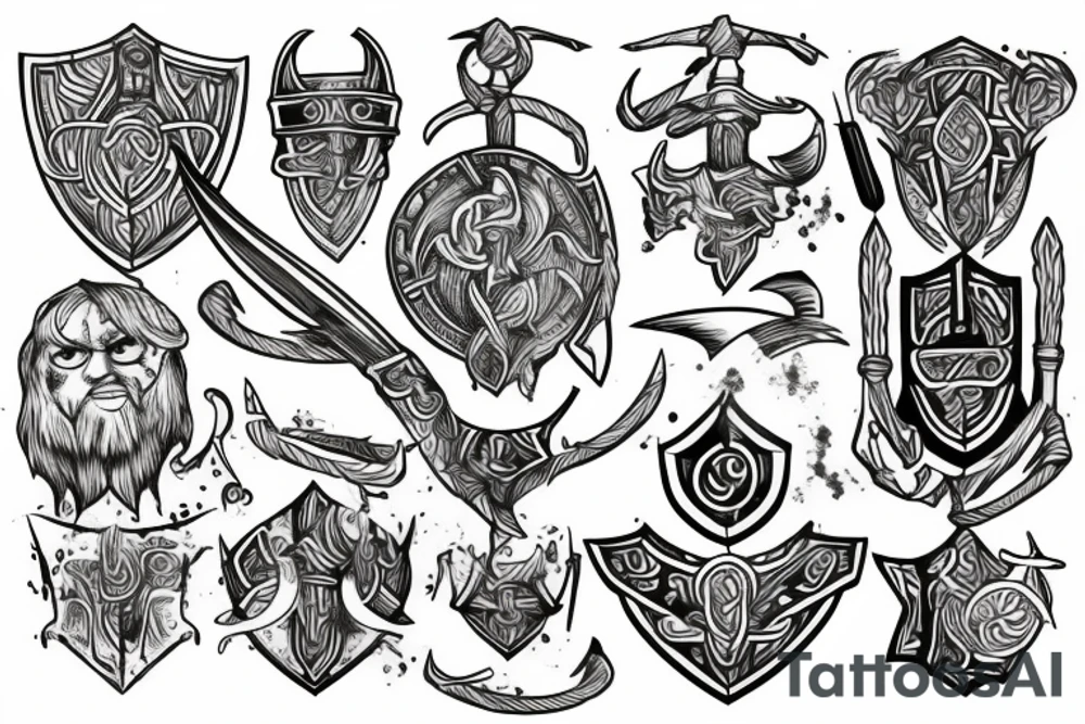Viking with shield tattoo idea