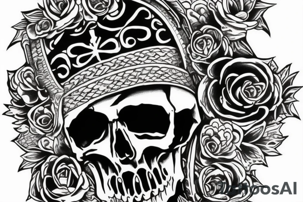 skull in samurai hat tattoo idea