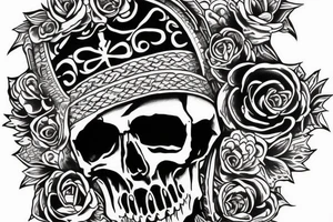 skull in samurai hat tattoo idea
