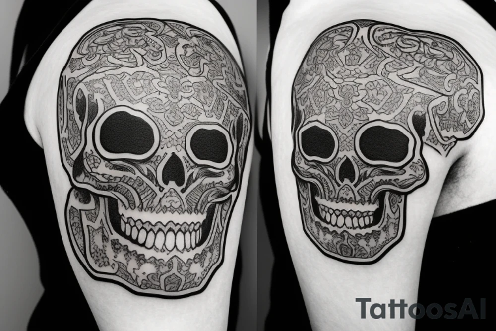 skull in samurai hat tattoo idea