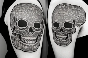skull in samurai hat tattoo idea