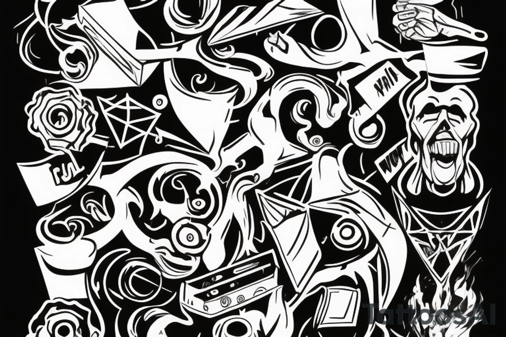 abstraction on the theme of improvisation, scene, reach the goal tattoo idea