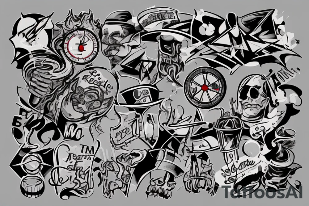 abstraction on the theme of improvisation, scene, reach the goal tattoo idea