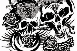 skull in samurai hat tattoo idea