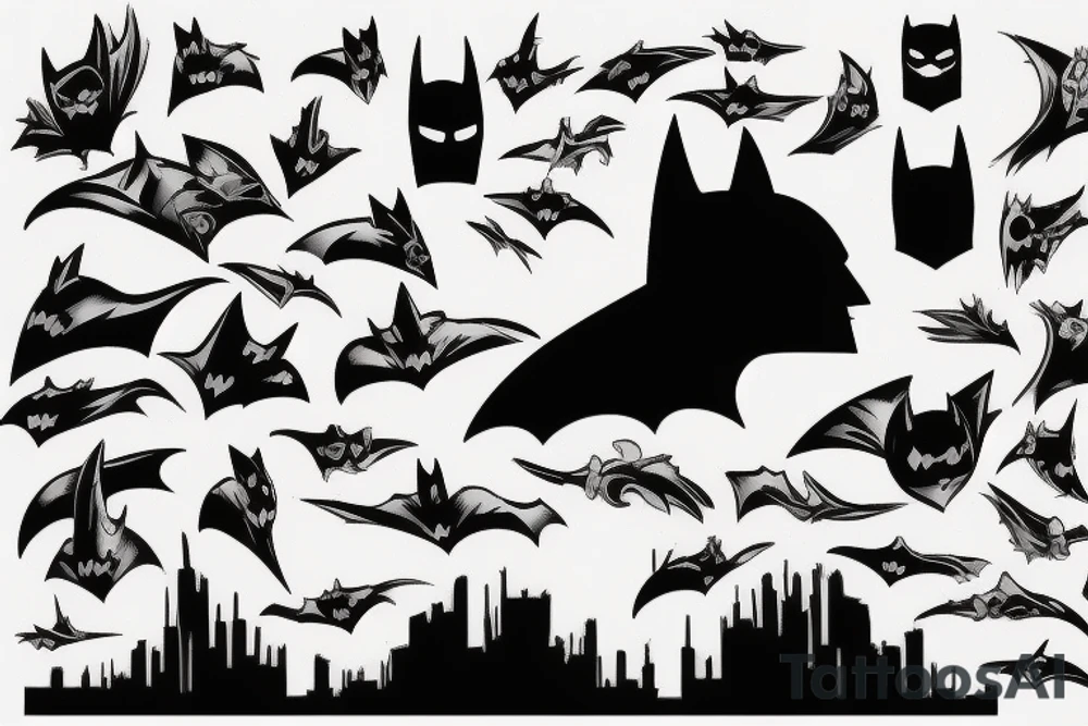 Water Batman, in profile tattoo idea