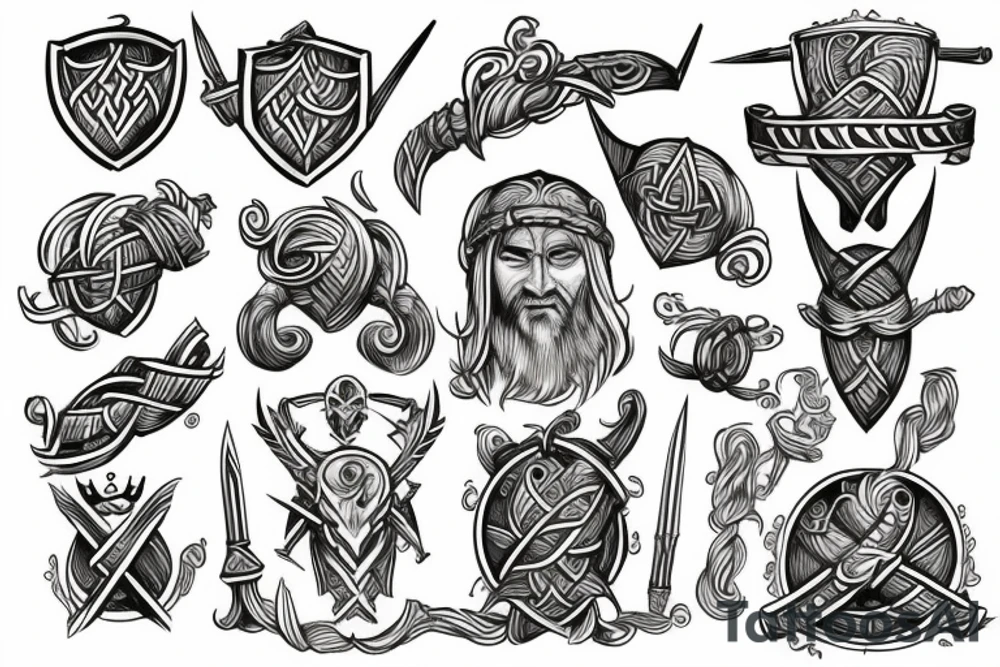 Viking with shield tattoo idea