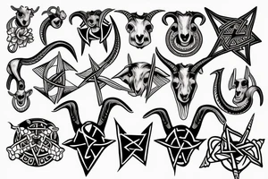 goat head with inverted cross and pentagram tattoo idea