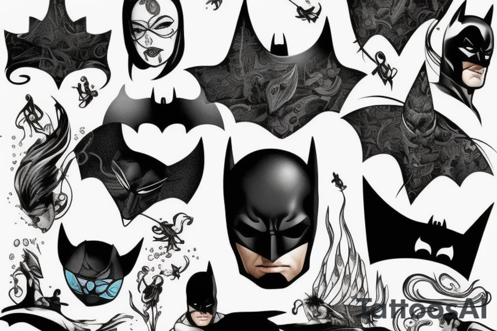 Water Batman, in profile tattoo idea