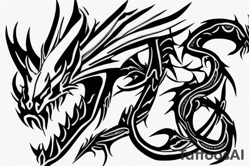 Black dragón with blue eyes tattoo idea