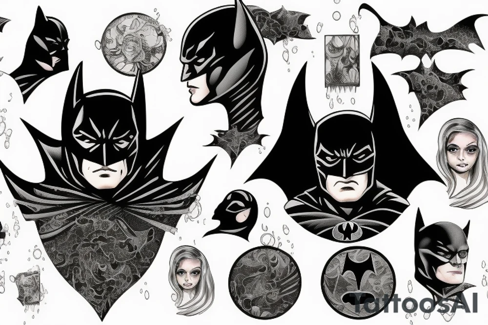 Water Batman, in profile tattoo idea