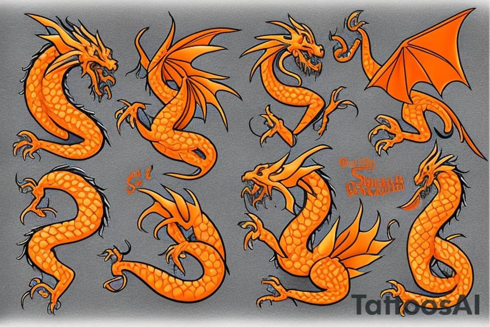 Sweet orange dragon tattoo idea