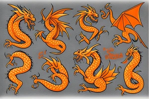 Sweet orange dragon tattoo idea