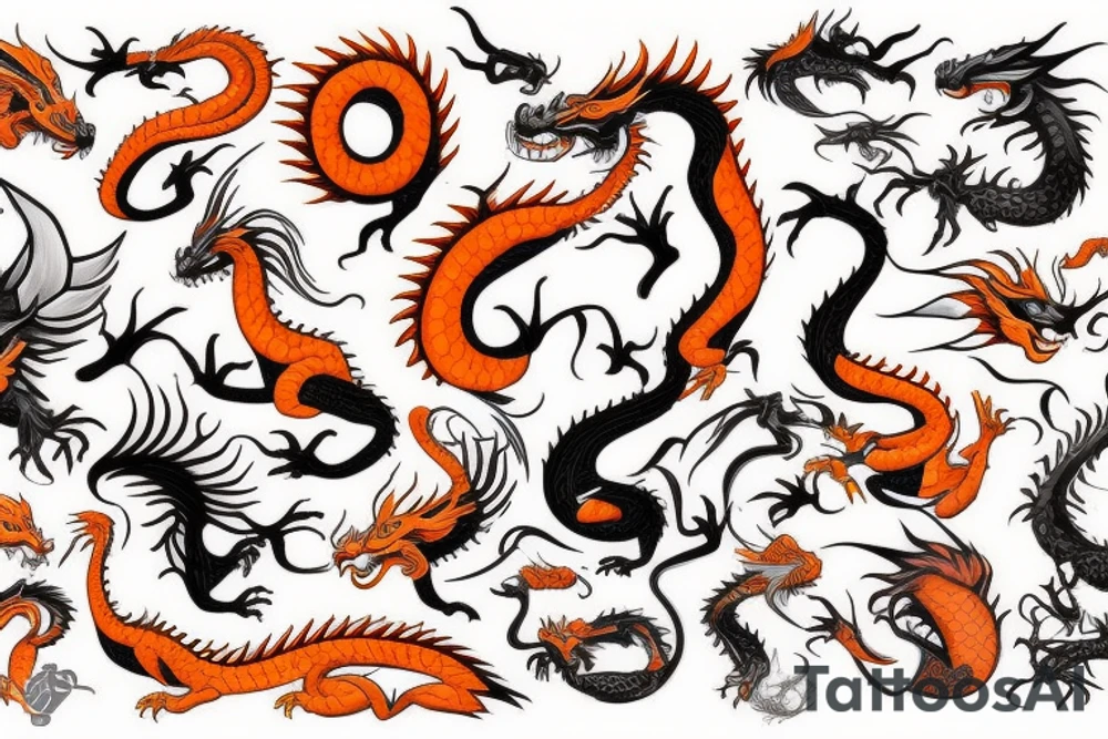 Sweet orange dragon tattoo idea