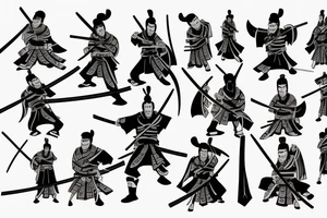 samurai with two katanas standing with his back tattoo idea