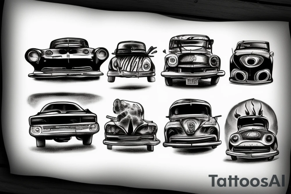 Burned car tattoo idea