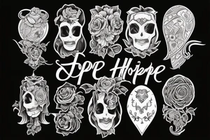 Тату с огнем и надписью hope на кисти tattoo idea