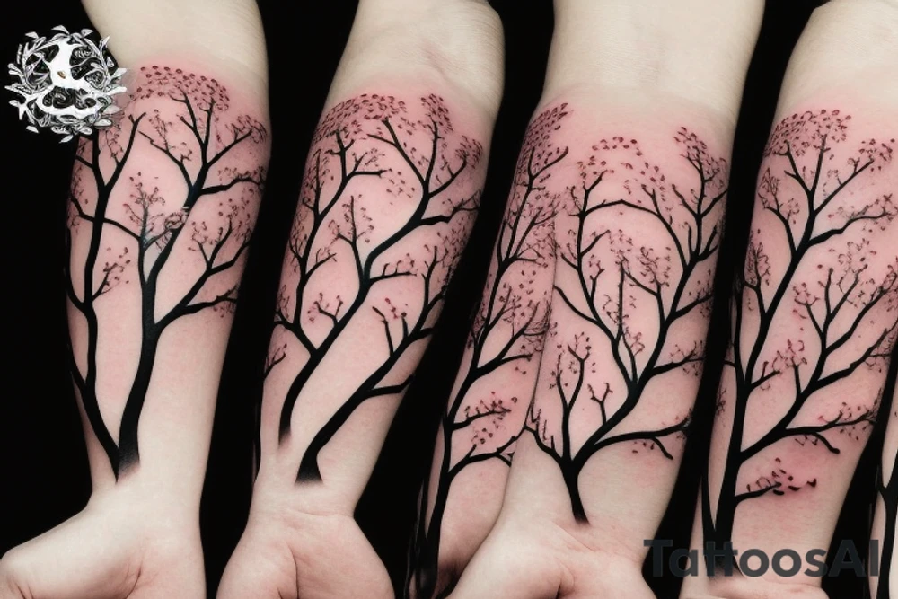 intertwined branches of cherry blossoms tattoo idea
