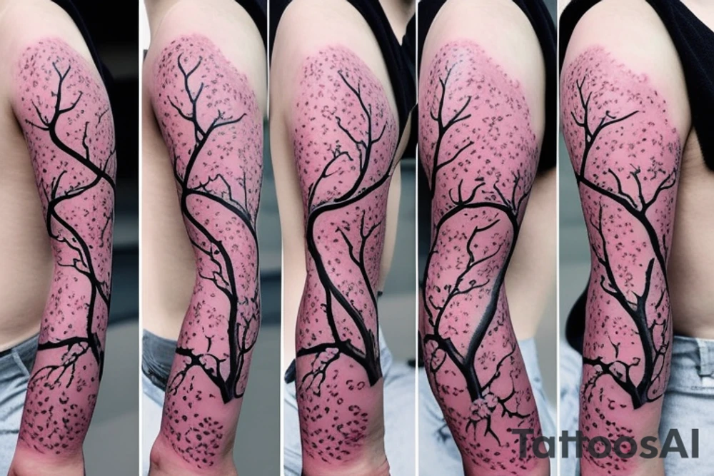 intertwined branches of cherry blossoms tattoo idea