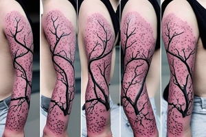 intertwined branches of cherry blossoms tattoo idea
