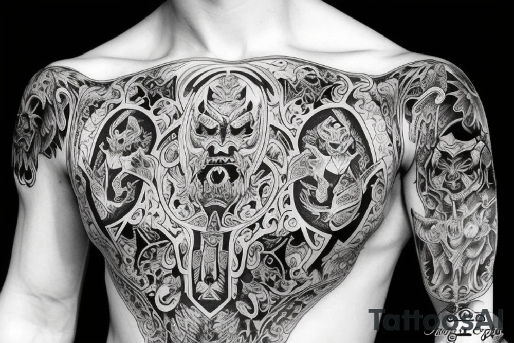 Devil and angels rolling dice and the quote says devil rolls the dice, angels roll their eyes in neo traditional style tattoo idea