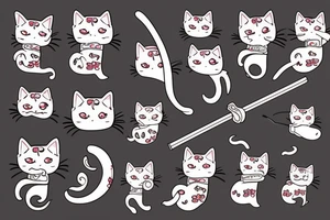 Cat with katana and sakura tattoo idea