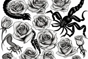 Scorpion with roses tattoo idea