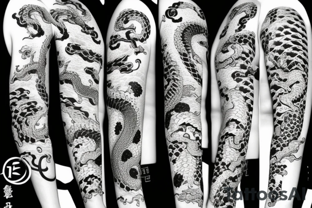 Japanese sleeve with dragon tattoo idea