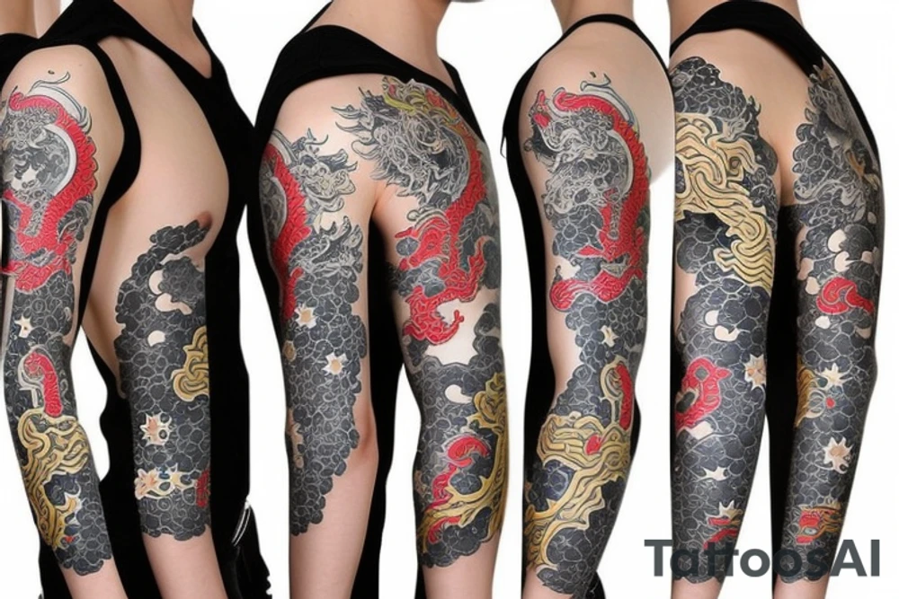 Japanese sleeve with dragon tattoo idea
