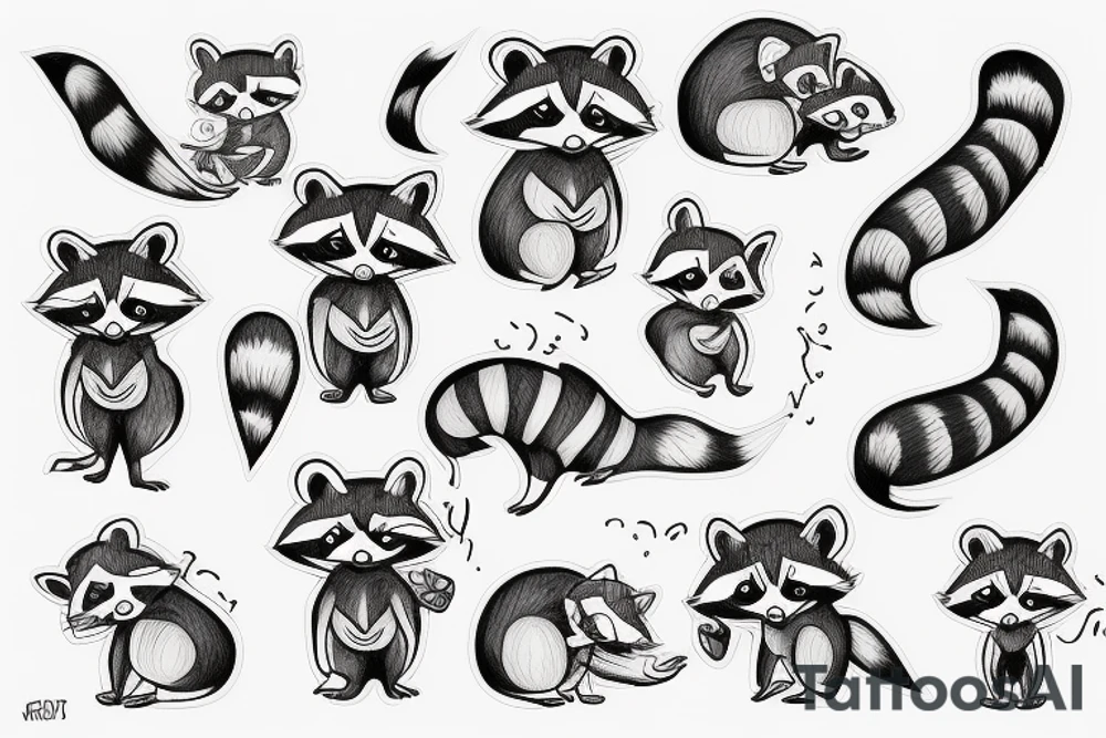 tiny racoon tattoo idea