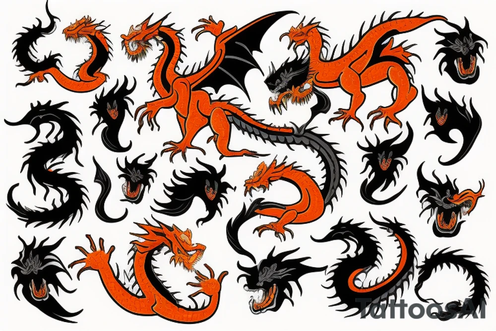 orange dragon tattoo idea