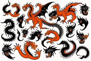 orange dragon tattoo idea