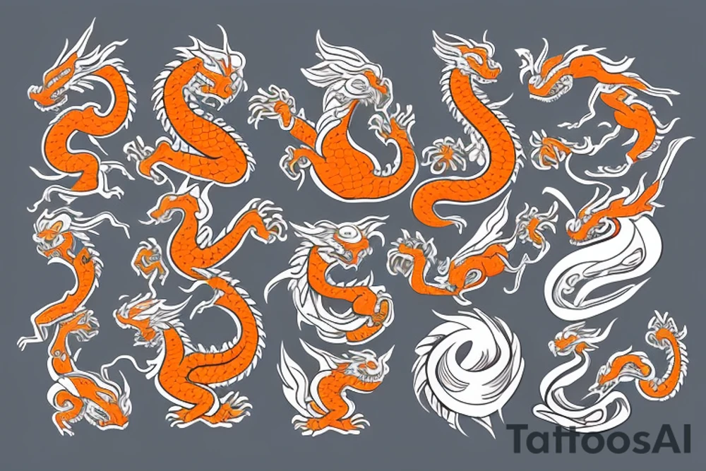 orange dragon tattoo idea