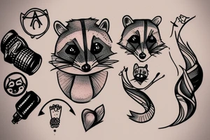 tiny racoon tattoo idea